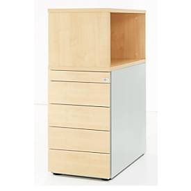 Schäfer Shop Genius Schäfer Shop  Genius Bijzetladeblok met open opzetkast, afsluitbaar, zonder handgreep, esdoorn