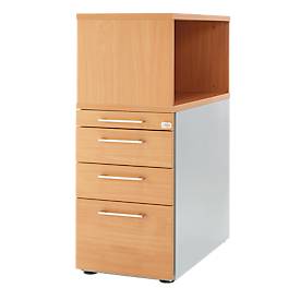 Schäfer Shop Genius Schäfer Shop  Genius Bijzetladeblok met open opzetkast, afsluitbaar, Handgreep 2, beuken