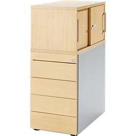 Schäfer Shop Genius Schäfer Shop  Genius Zijcontainer met bovenkast incl. schuifdeur, container & schuifdeur afsluitbaar, met handgreepgroef, esdoorn