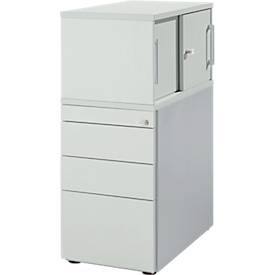 Schäfer Shop Genius ladeblok met bovenkastje incl. schuifdeur, volledig afsluitbaar, greepgleuf aan de zijkant, lichtgrijs