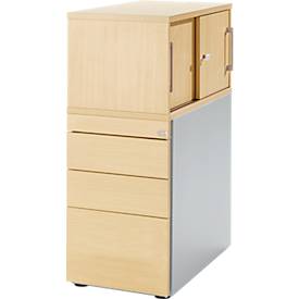 Schäfer Shop Genius zuil met aanbouwkast incl. schuifdeur, volledig afsluitbaar, zijdelingse greepgleuf, ahorn