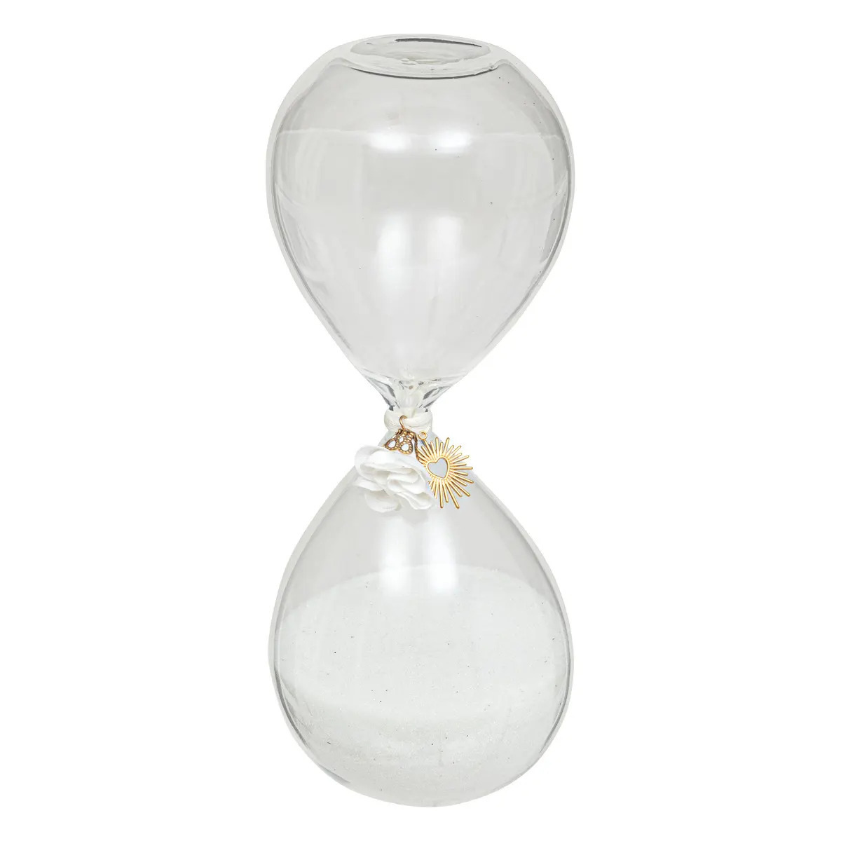 Atmosphera Zandloper cilinder - decoratie of tijdsmeting - 30 minuten - wit zand - D8 x H20 cm - glas -