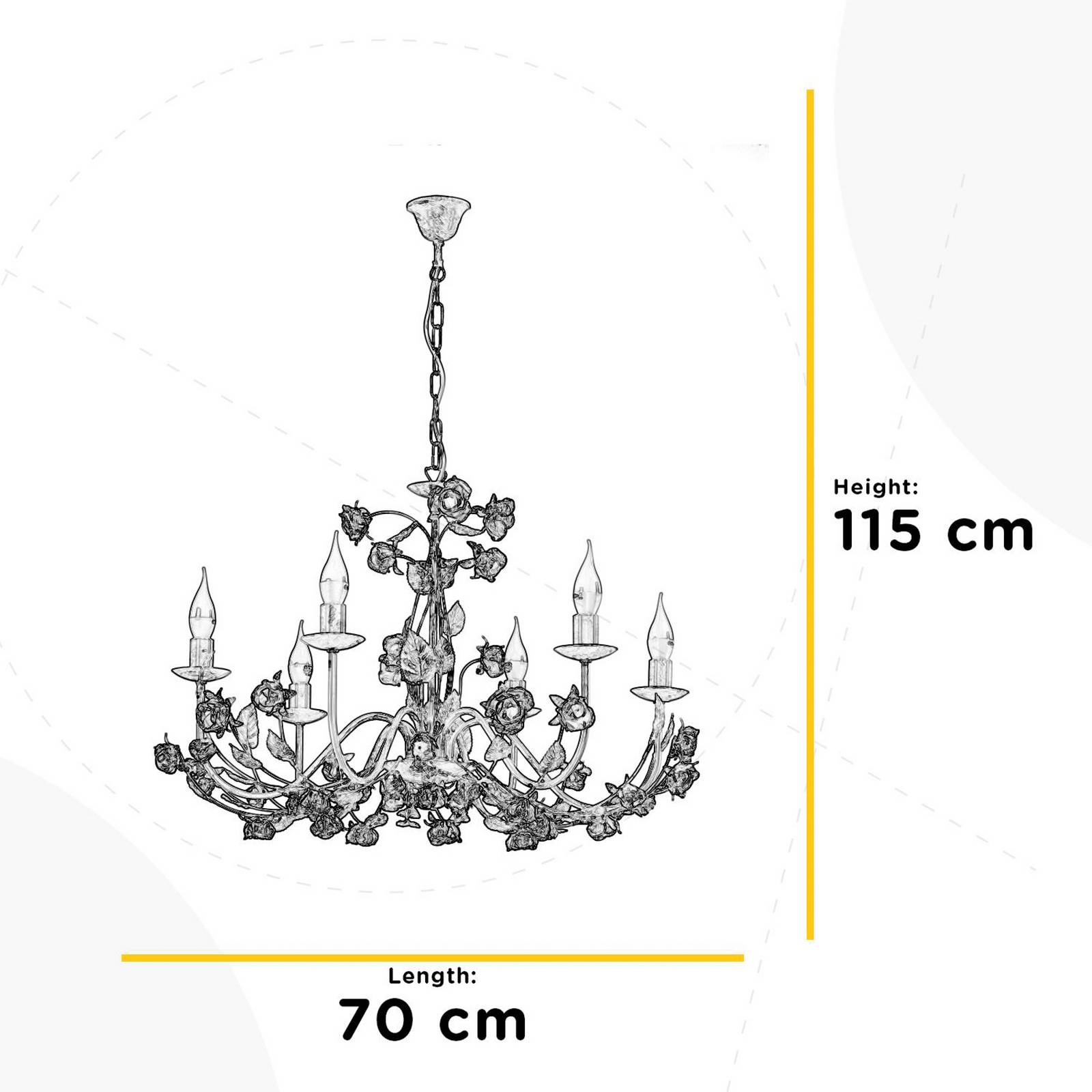 ONLI Kroonluchter Carolina, ivoorkleurig, 6-lamps, ijzer