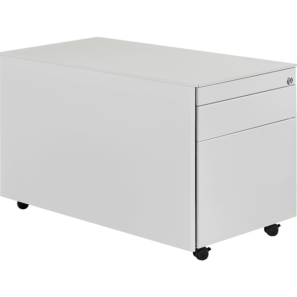 Mauser Ladeblok op wielen, h x d = 520 x 800 mm, 1 materiaallade, 1 hangmappenlade, lichtgrijs / lichtgrijs / lichtgrijs