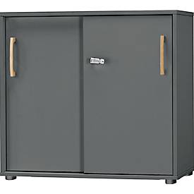 Schäfer Shop Select Start Off Hout schuifdeurkast, 2 OH, afsluitbaar, hout, B 800 x D 420 x H 788 mm, grafiet