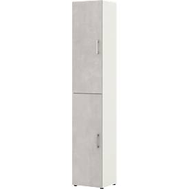 Home Kantoorkast TEMPIO, van hout, 2 deuren, 6 OH, B 400 x D 340 x H 2130 mm, wit/beton