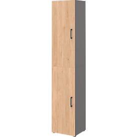 Home Kantoorkast TEMPIO, van hout, 2 deuren, 6 OH, B 400 x D 340 x H 2130 mm, antraciet/ickory eiken