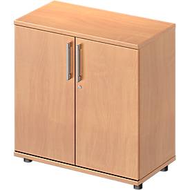 Schäfer Shop Genius Vleugeldeurkast TETRIS WOOD - B 800 x D 421 x H 800 mm - 2 OH - hoogte inclusief glijders - beuken decor - ons merk 