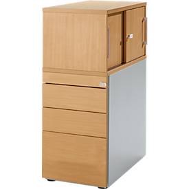 Schäfer Shop Genius zuil met aanbouwkast incl. schuifdeur, volledig afsluitbaar, greepgleuf aan de zijkant, beuken