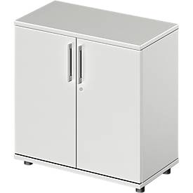Schäfer Shop Genius Vleugeldeurkast TETRIS WOOD - B 800 x D 421 x H 800 mm - 2 OH - hoogte inclusief glijders - lichtgrijs - ons merk 