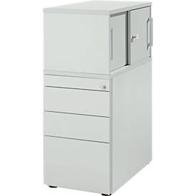 Schäfer Shop Genius ladeblok met bovenkastje incl. schuifdeur, volledig afsluitbaar, greepgleuf aan de zijkant, lichtgrijs