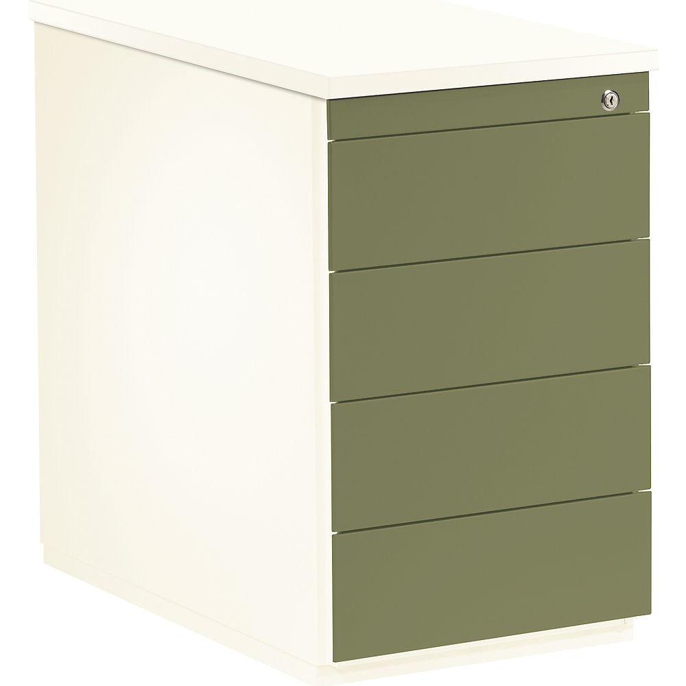 Mauser Ladeblok, h x d = 720 x 800 mm, 4 laden, zuiver wit / rietgroen / zuiver wit