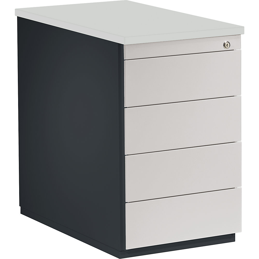 Mauser Ladeblok, h x d = 720 x 800 mm, 4 laden, antracietgrijs / lichtgrijs / lichtgrijs