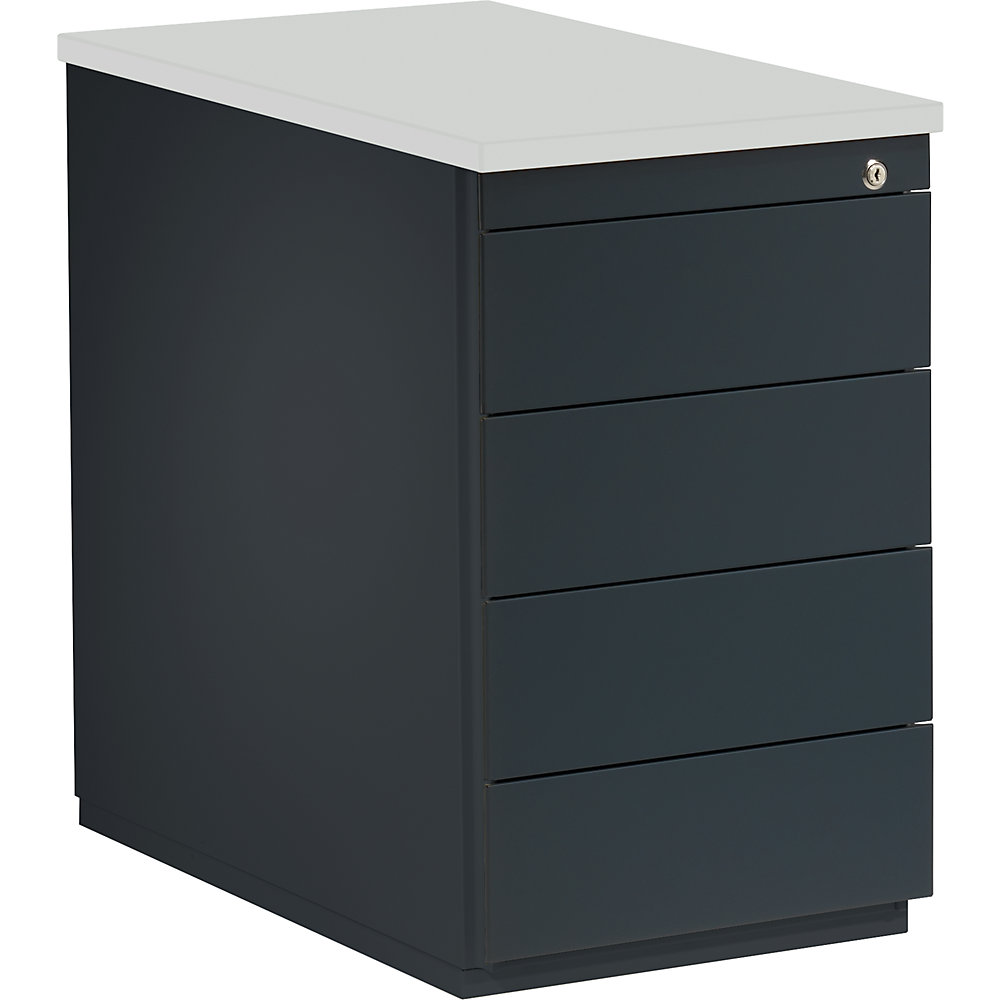 Mauser Ladeblok, h x d = 720 x 800 mm, 4 laden, antracietgrijs / antracietgrijs / lichtgrijs