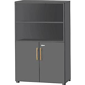 Schäfer Shop Select combinatiekast Start Off Wood, 4 OH, afsluitbaar, B 800 x D 420 x H 1514 mm, hout, grafiet