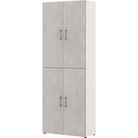 Home Office archiefkast TEMPIO, van hout, 4 deuren, 6 OH, B 800 x D 340 x H 2130 mm, wit/beton