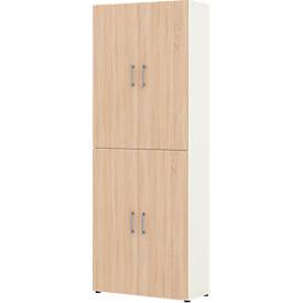 Home Office archiefkast TEMPIO, van hout, 4 deuren, 6 OH, B 800 x D 340 x H 2130 mm, wit/Sonoma eik