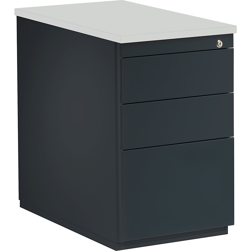 Mauser Ladeblok, h x d = 720 x 800 mm, 2 materiaalladen, 1 hangmappenlade, antracietgrijs / antracietgrijs / lichtgrijs