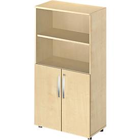 Schäfer Shop Select Schäfer Shop  Select Combikast LOGIN, bovenaan 2 rekken, onderaan 2 ordnerhoogten met deuren, B 800 x D 420 x H 1470 mm, esdoornpatroon/esdoornpatroon