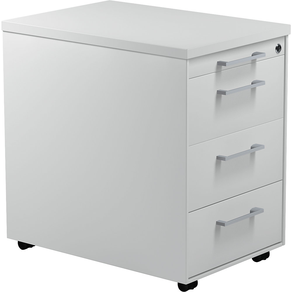 Mauser Verrijdbaar ladeblok, h x d = 579 x 600 mm, 3 laden, lichtgrijs / lichtgrijs / lichtgrijs