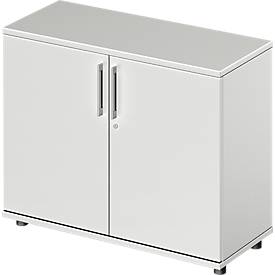 Schäfer Shop Genius Vleugeldeurkast TETRIS WOOD - B 1000 x D 421 x H 800 mm - 2 OH - hoogte inclusief glijders - lichtgrijs - ons merk 