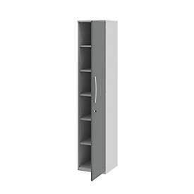 Archiefkast BARI, 6 ordnerhoogten, 5 legborden, slot, deuraanslag rechts, B 427 x D 430 x H 2174 mm, lichtgrijs/antr.
