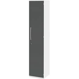 Archiefkast BARI, 6 ordnerhoogten, 5 legborden, slot, deuraanslag rechts, B 427 x D 430 x H 2174 mm, wit/antraciet