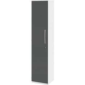 Archiefkast BARI, 6 ordnerhoogten, 5 legborden, slot, deuraanslag links, B 427 x D 430 x H 2174 mm, wit/antraciet