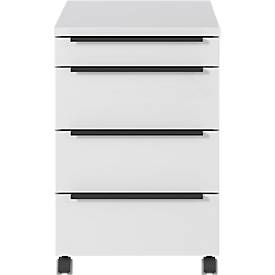 Verrijdbaar onderstel, 4 laden incl. opbergvak, B 420 x D 600 x H 630 mm, lichtgrijs