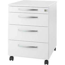 Schäfer Shop Select Verrijdbaar ladeblok LOGIN - 3 laden en 1 materiaallade - B 432 x D 580 x H 595 mm - centrale vergrendeling - wit - ons merk 