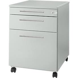 Schäfer Shop Select Start Off 126 verrijdbaar onderstel, uittrekbare materiaallade en hangmappen lade, afsluitbaar, B 432 x D 580 x H 595 mm, lichtgrijs