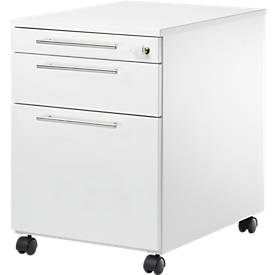 Schäfer Shop Select Start Off 126 verrijdbaar onderstel, uittrekbare materiaallade en hangmappen lade, afsluitbaar, B 432 x D 580 x H 595 mm, wit/wit