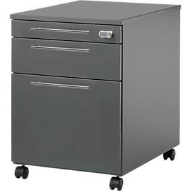 Schäfer Shop Select Start Off 126 verrijdbaar onderstel, uittrekbare materiaallade en hangmappen lade, afsluitbaar, B 432 x D 580 x H 595 mm, grafiet/grafiet