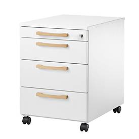 Schäfer Shop Select Rolcontainer Start Off Wood, 3 laden, gereedschappenlade, B 432 x D 580 x H 595 mm, hout, wit