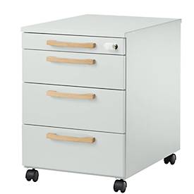 Schäfer Shop Select mobiele lade Start Off Wood, 3 laden, lade voor keukengerei, B 432 x D 580 x H 595 mm, hout, lichtgrijs