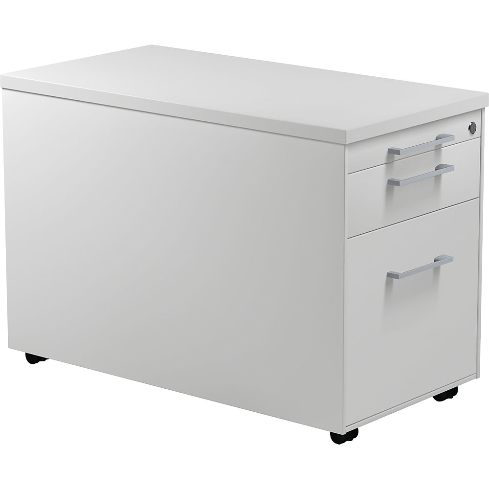 Mauser Verrijdbaar ladeblok, h x d = 529 x 800 mm, 1 materiaallade, 1 hangmappenlade, lichtgrijs / lichtgrijs / lichtgrijs