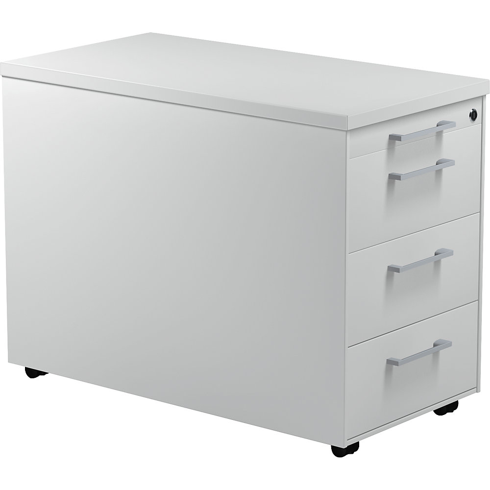 Mauser Verrijdbaar ladeblok, h x d = 579 x 800 mm, 3 laden, lichtgrijs / lichtgrijs / lichtgrijs