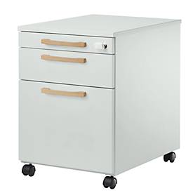 Schäfer Shop Select Verrijdbare ladeblok Start Off Wood, 1 lade, hangmappenlade & materiaallade, centrale vergrendeling, B 432 x D 580 x H 595 mm, hout, lichtgrijs