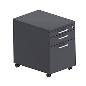 Verrijdbare lade BEXXSTAR, 1 afsluitbare lade voor keukengerei, 1 lade & 1 HR-lade, B 430 x D 600 x H 600 mm, zwart