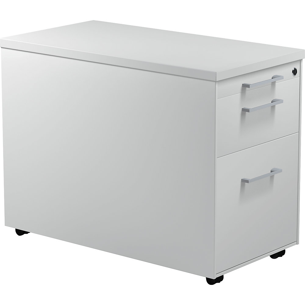 Mauser Verrijdbaar ladeblok, h x d = 579 x 800 mm, 1 materiaallade, 1 hangmappenlade, lichtgrijs / lichtgrijs / lichtgrijs