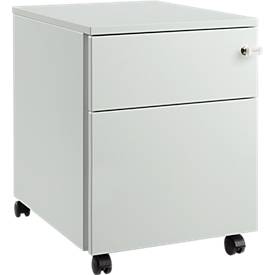 Schäfer Shop Pure Verrijdbaar ladeblok 36, stalen romp, houten front, wielen, vergrendelbaar, B 435 x D 565 x H 567 mm, 1 lade, lichtgrijs/lichtgrijs