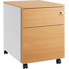 Schäfer Shop Pure Schäfer Shop  Pure Verrijdbaar ladeblok 36, stalen romp, houten front, wielen, vergrendelbaar, B 435 x D 565 x D 565 x H 567 mm, 1 lade, beuken-decor/blank aluminium