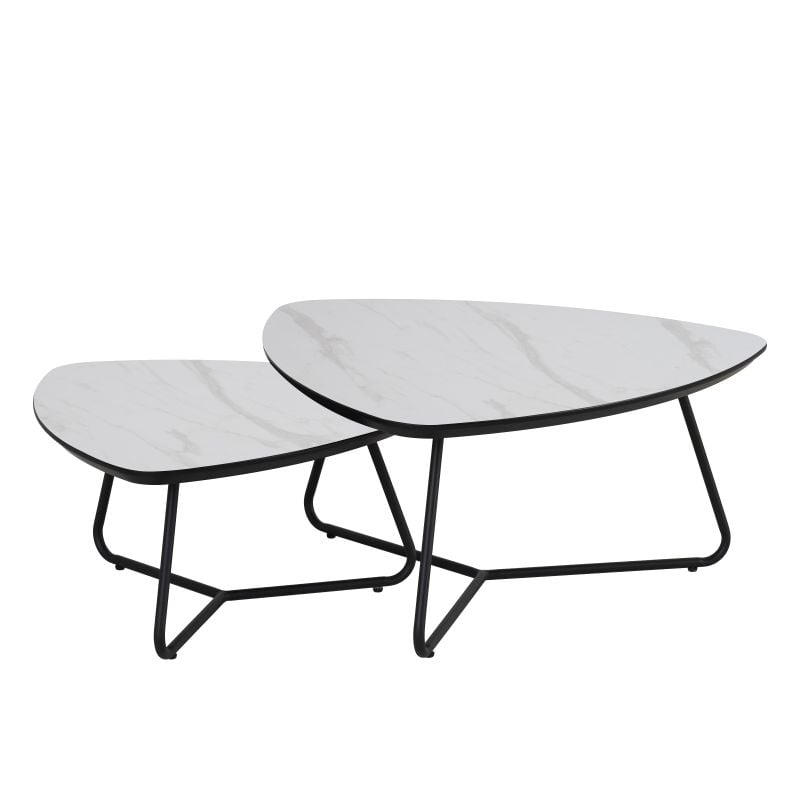 Budget Home Store Salontafel Ties set van 2 Marmerlook Wit