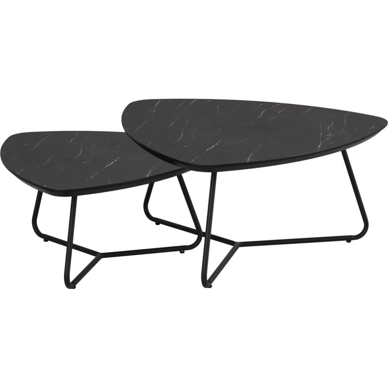 Budget Home Store Salontafel Ties set van 2 Marmerlook Zwart