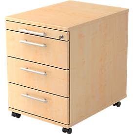 Verrijdbaar ladeblok ULM, met 3 schuifladen 1 materiaallade, B 428 x D 553 x H 590 mm, esdoornpatroon