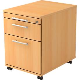 verrijdbaar ladeblok, 1 schuiflade, 1 materiaallade,  B 428 x D 580 x H 590 mm, beukenpatroon