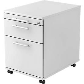 verrijdbaar ladeblok, 1 schuiflade, 1 materiaallade, B 428 x D 580 x H 590 mm, lichtgrijs