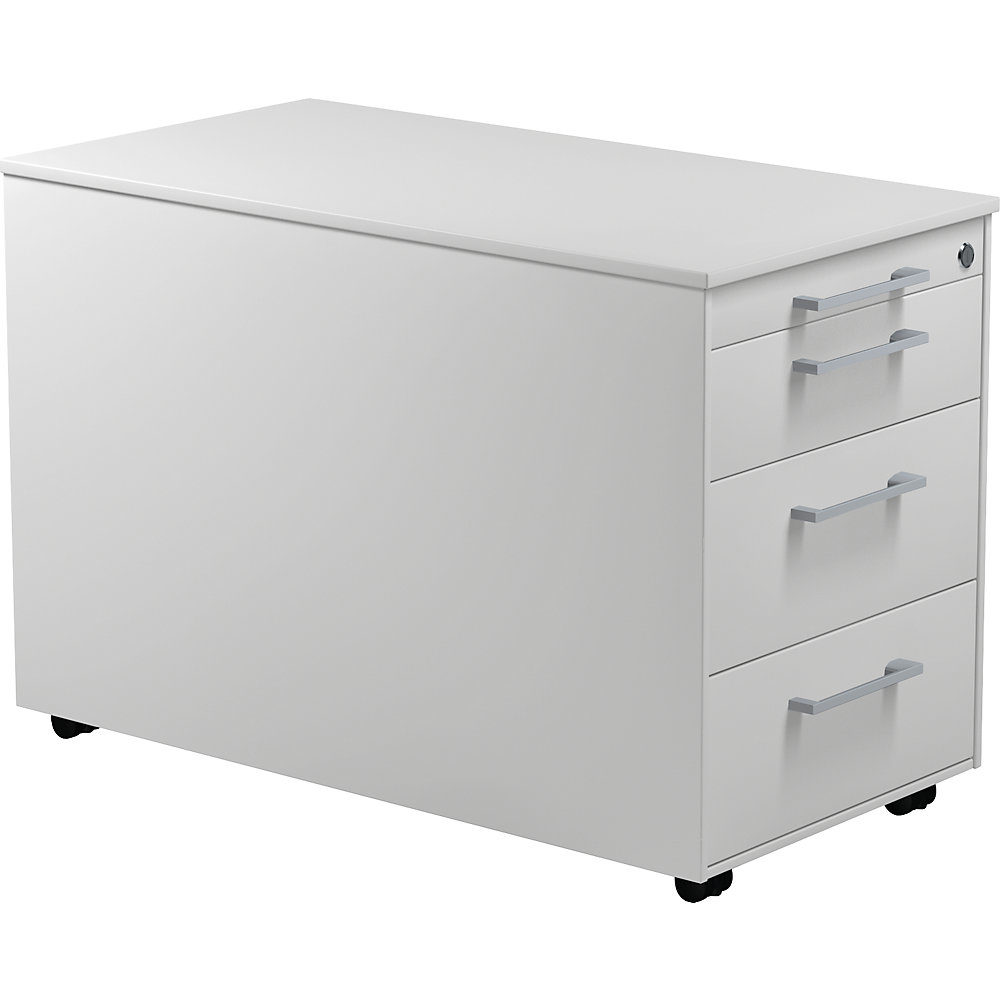 Mauser Verrijdbaar ladeblok, h x d = 520 x 800 mm, 3 materiaalladen, lichtgrijs / lichtgrijs / lichtgrijs