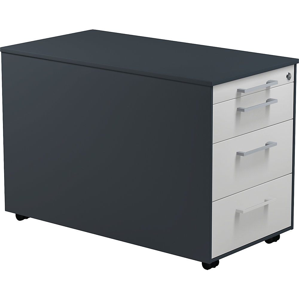 Mauser Verrijdbaar ladeblok, h x d = 520 x 800 mm, 3 materiaalladen, antracietgrijs / lichtgrijs / antracietgrijs