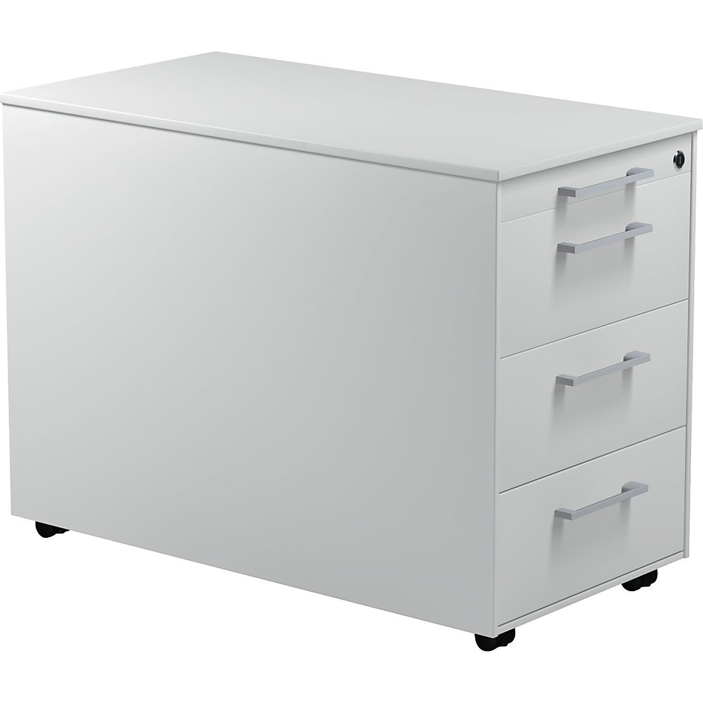 Mauser Verrijdbaar ladeblok, h x d = 570 x 800 mm, 3 laden, lichtgrijs / lichtgrijs / lichtgrijs